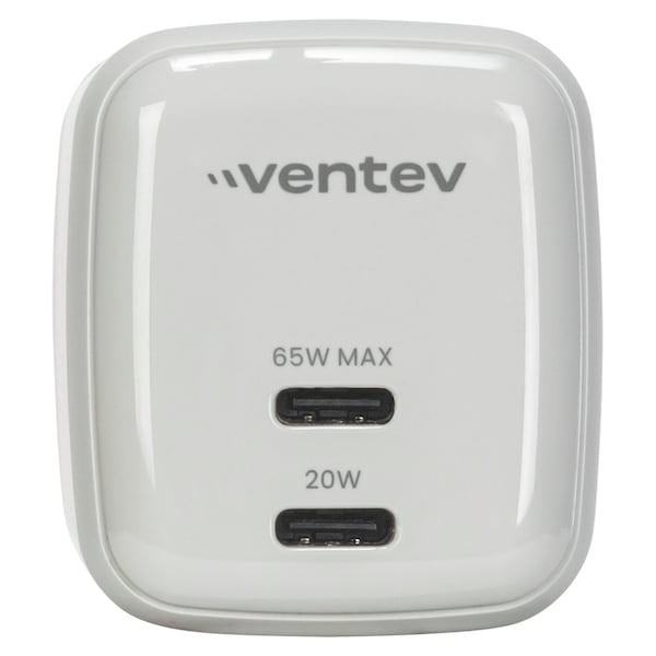 Ventev 65w Ultrafast Usb C Universal Dual Gan Mini Wall Charger, Gray WC65-HDBX-83820 - main